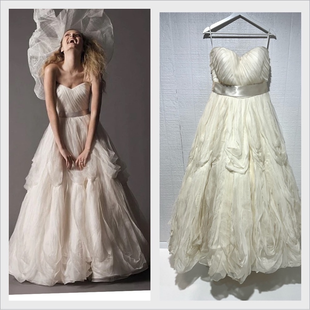 Watters Brides Chantelle silk strapless cream bridal gown size 10